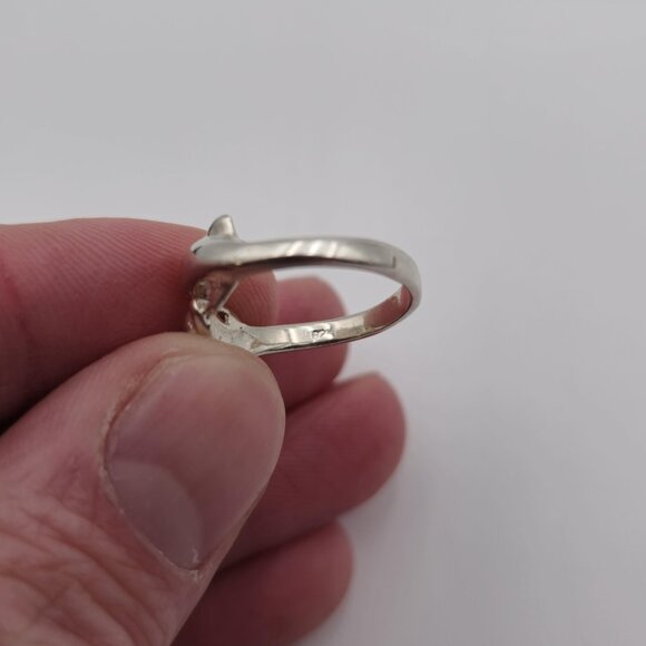 Size 5.5 Sterling Silver Cute Double Dolphin Ring A2533 - Picture 5 of 8